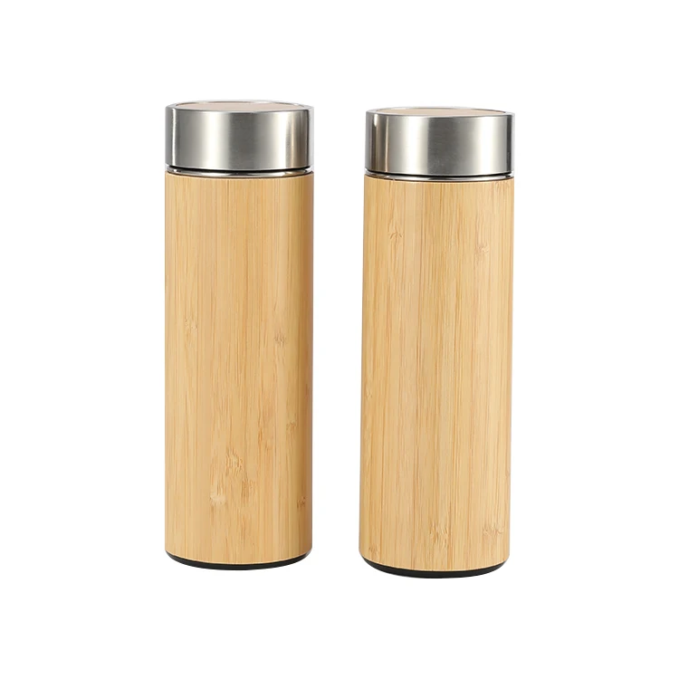 

BPA-FREE stainless steel Bamboo Tumbler with Tea Infuser Real bamboo Travel Mug Bamboo