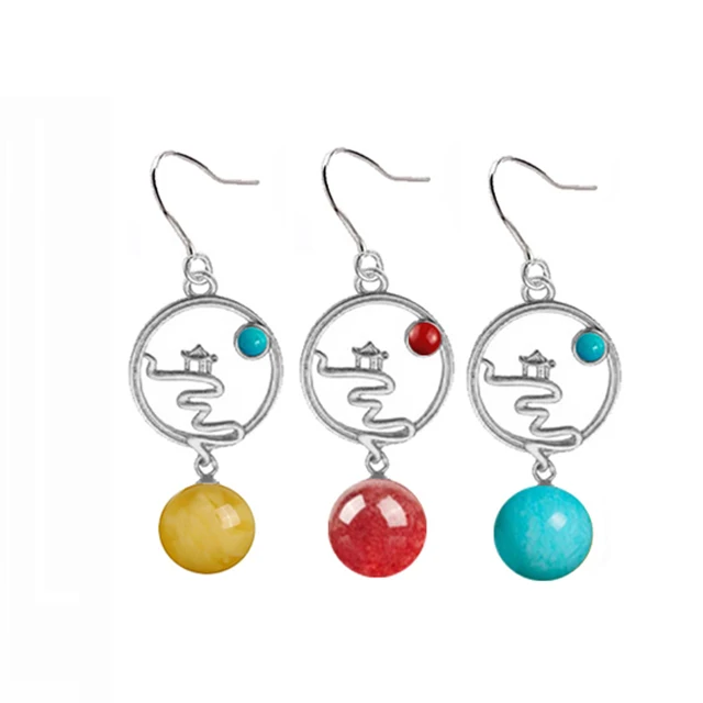S925 Natural Gemstone Earrings
