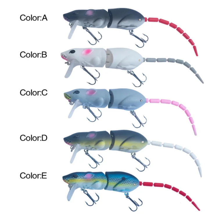 

TOPLURE 155mm 15.5g 2 Section Mouse Hard Lure Artificial Rat Fishing Bait Fresh Water and Sea Water w/ Tremble Hook