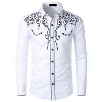 

Funny printed pattern cotton casual button down long sleeve shirt mens