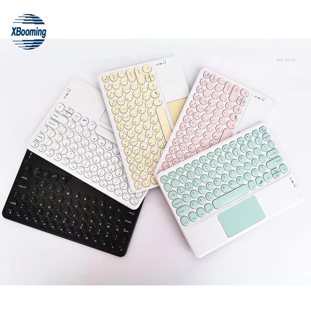 

2021 Mini Android IOS Phone backlight blue tooth touchpad Tablet round keycaps Teclado wireless keyboard, Black