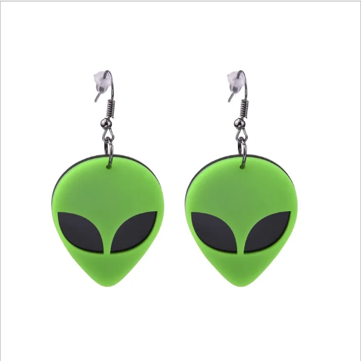 

Featured fashion accessories exaggerated night acrylic alien head earrings