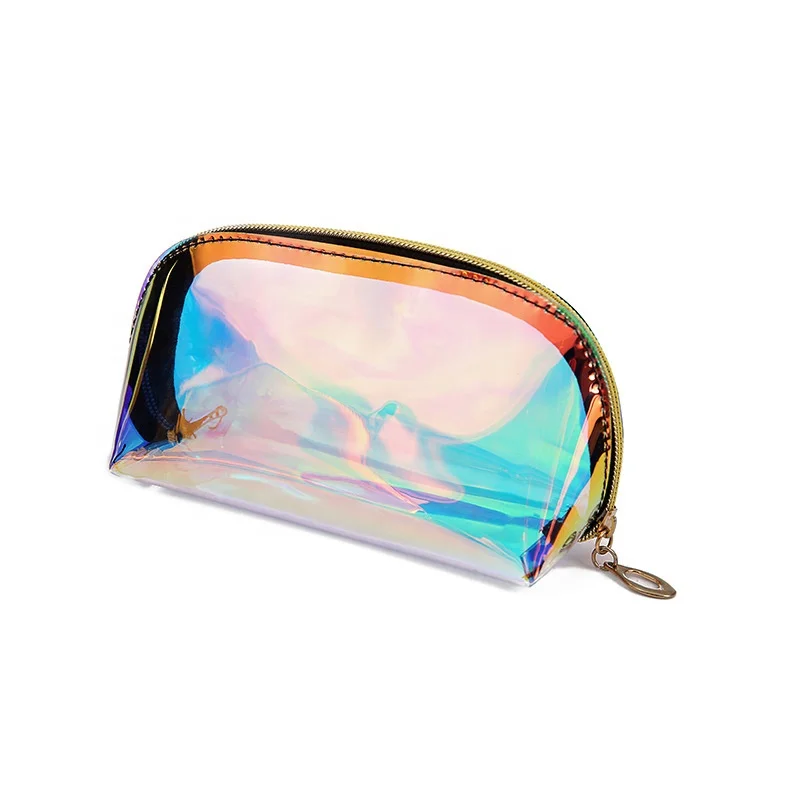

Custom Private Laser Hologram Iridescent Holographic Transparent Bag Clear TPU PVC Makeup Pouch Cosmetic Bag, 1 colors or customized colors