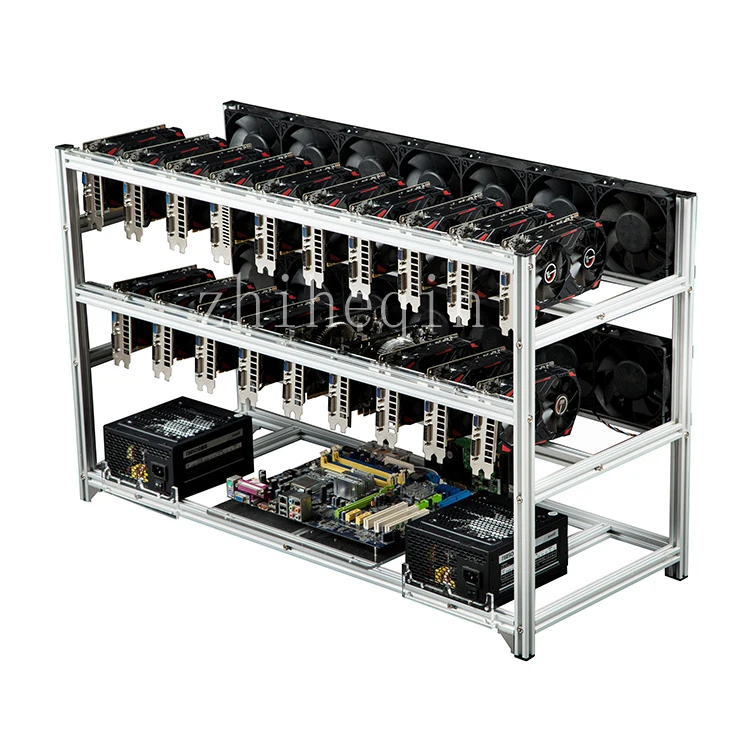 

6 8 12 14 16 19GPU Miner Open Air Stackable Mining Frame Graphics Card GPU Rig Case Rack in stock, Silver/black