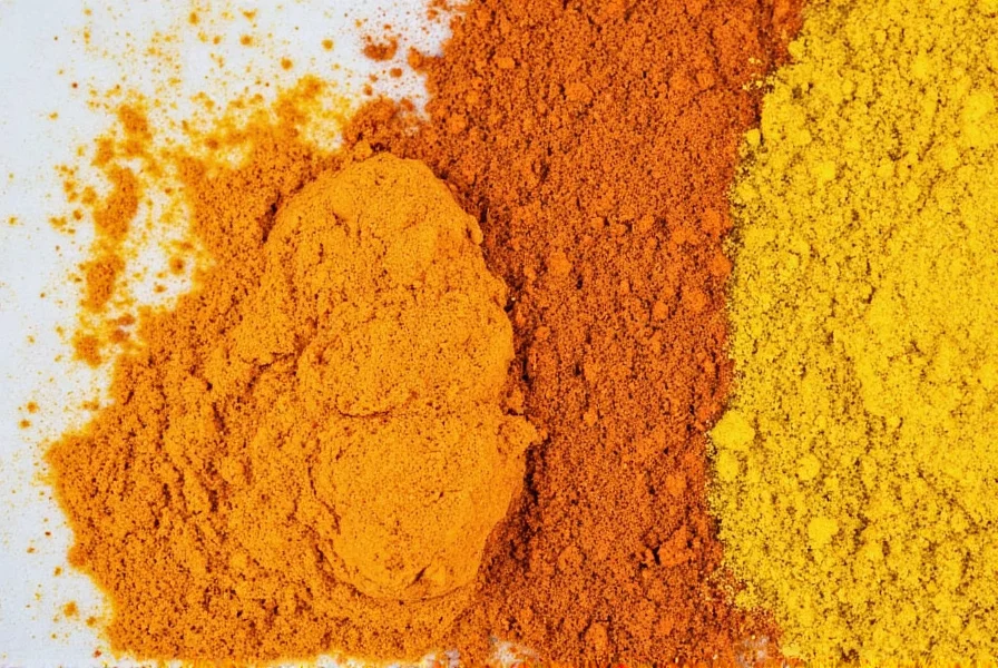 Yellow mustard powder and paprika side by side