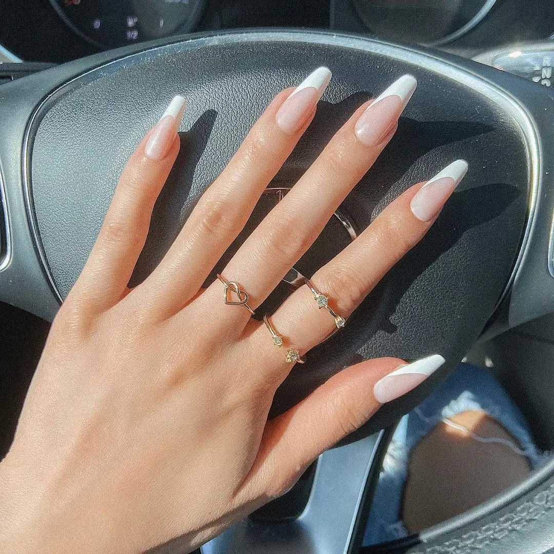

New arrival long coffin press on nails full cover fake nails French false nails, Multi color