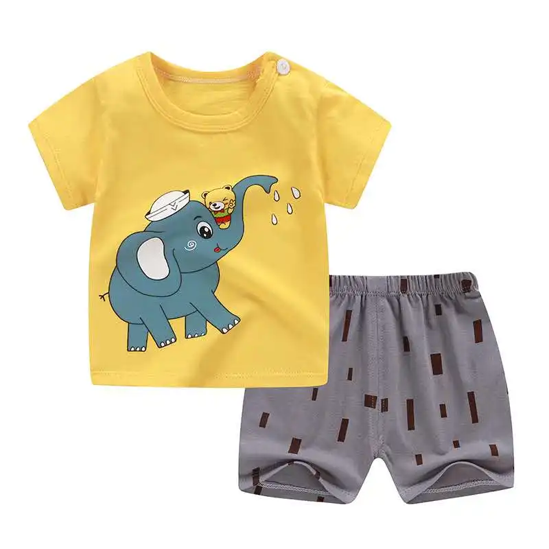 

Girl summer button t shirt shorts set cotton children's boutique clothes, Customized