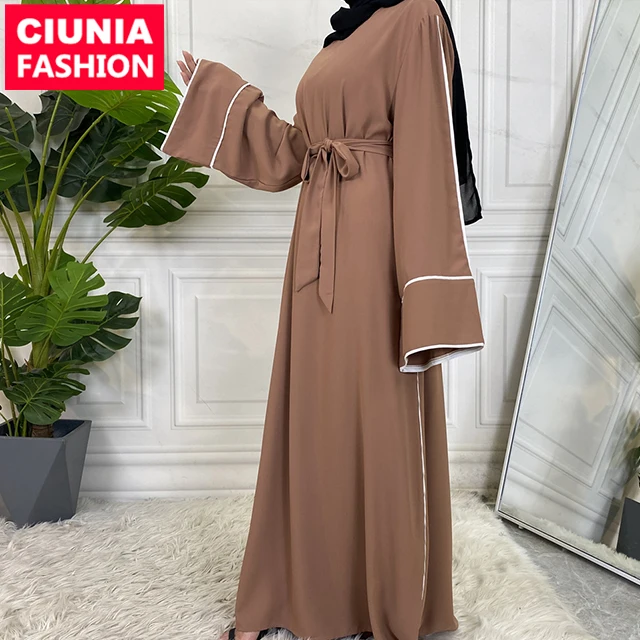 

6472# Closed Abaya Muslim Dress Soft Nida Long Loose Islamic Women Clothing Modest Dresses