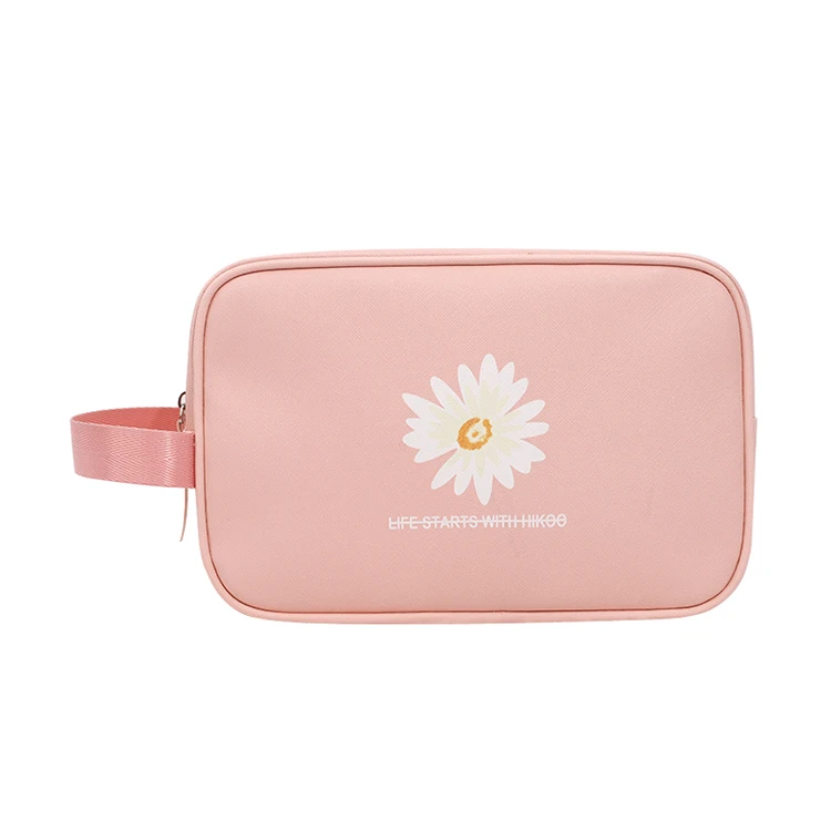 

Eco friendly custom PU leather travel cosmetic bag small makeup bags with logo stamping, Black, red and rose red