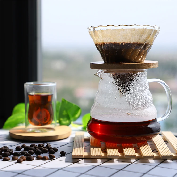 

classic borosilicate glass espresso coffee maker chemex style pour over coffeemaker coffee machine with filter pot 400ml, Clear