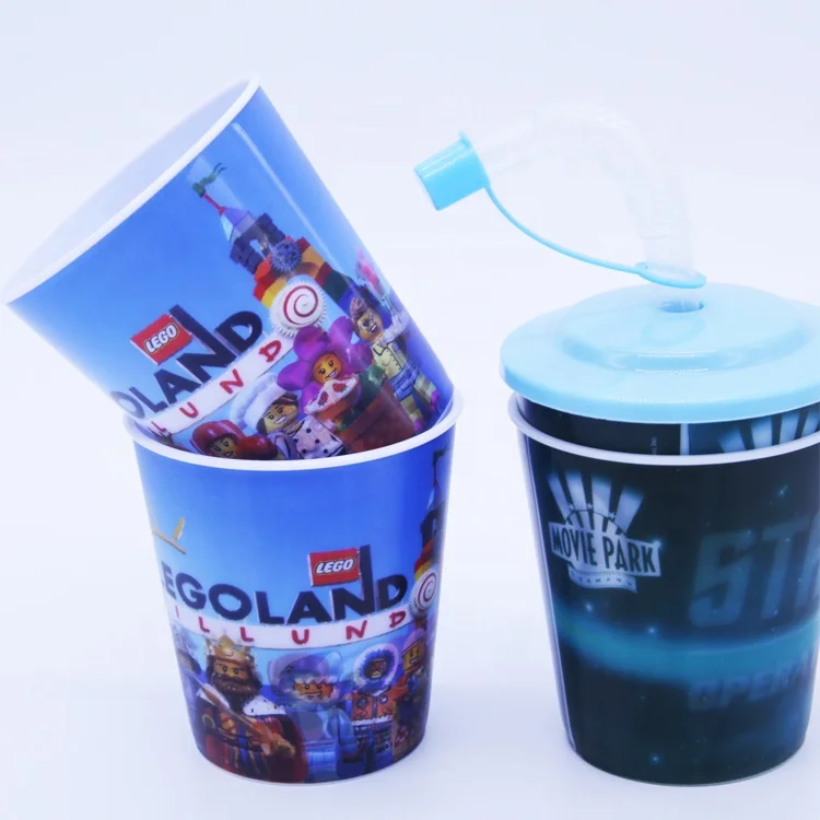 

8oz Customized Cup full imprinted IML Plastic 3D Lenticular Drinking Cup for Kids with lid and straw, Customized color