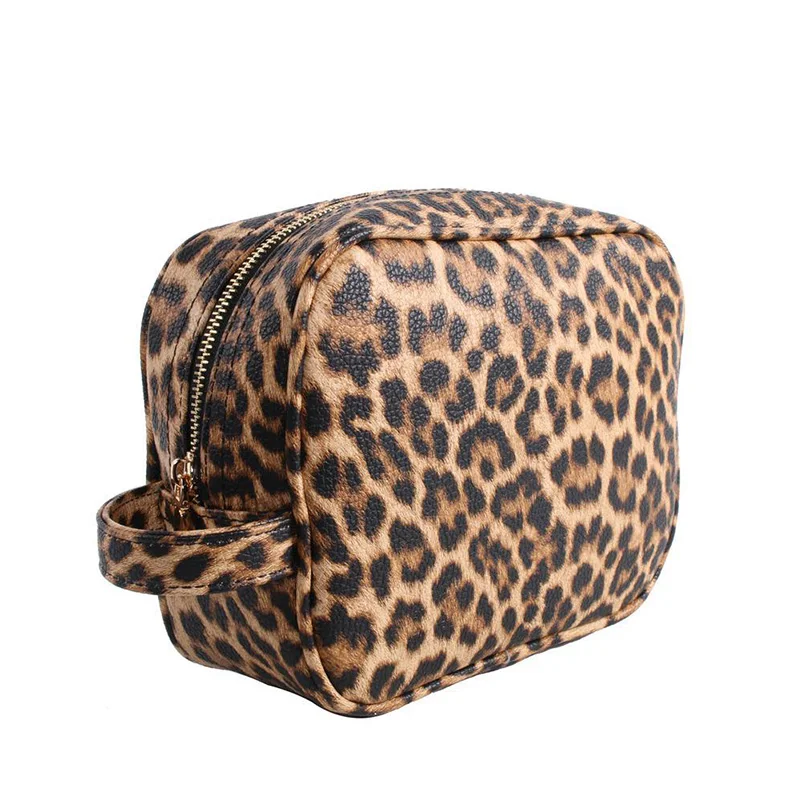 

Leopard Cosmetic Bag Wholesale Monogram Women Zipper PU Make Up Bag, As pics show