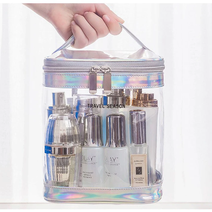 

Portable large capacity PVC transparent Toiletry bag Woman cosmetic Travel storage bag colorful make up cosmetic bag