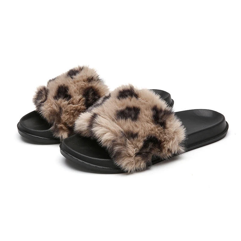 

Fur Slippers Sandals USA Wholesale Natural Furry Fluffy Fox Raccoon Mink Fur Slides Mules for Women and Men, As the picture or customized