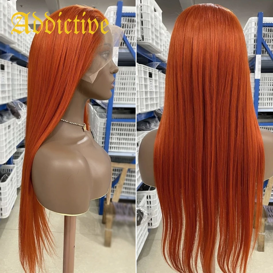 

Addictive Human Hair Wigs Ginger Orange Wigs Human Hair Lace Frontal Bone Straight T Part 13x4x1 Ginger Lace Wig Fast Shipping