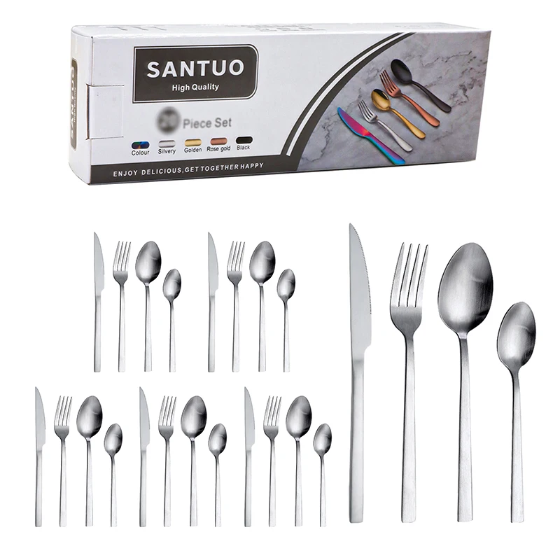 

Simplicity flatware set 16pcs cutlery set with box smooth handle bulk gold flatware steel cutlery