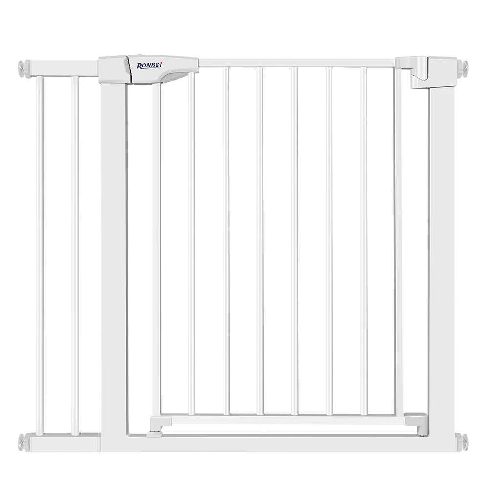 

Baby Safety Lock Door Fence Stair Automatic Fence Protect Kids Metal Guardrail, White