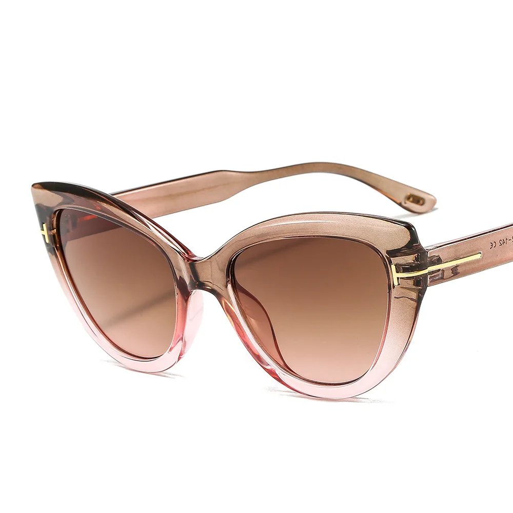 

NWOGLSS 2018 New Cat Eye glasses T Shape Gradient Color Quality shades Sunglasses