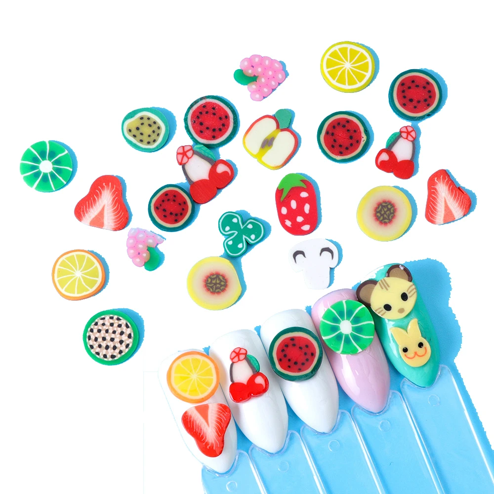 

Mixed Styles 3D Colorful Tiny Slices Sticker Polymer Clay DIY Designs Slice Nail Art Decors Women Tips Fruit Slice Nail Art