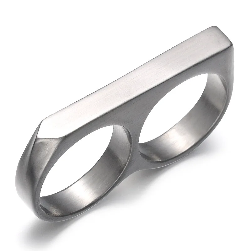 

Stainless Steel Creative Parallel Finger Tiger Ring Men's Personality Punk Ring Two Fingers Titanium Steel Jewelry Ring