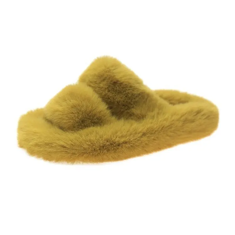 

Candy-colored thick-soled fur shoes women's autumn/winter new Korean style simple flip-flops fashion open-toed slippers, As pictures