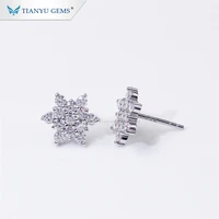 

Tianyu small mini snowflake jewelry white rose gold plated 925 sterling silver cubic zirconia stud earrings