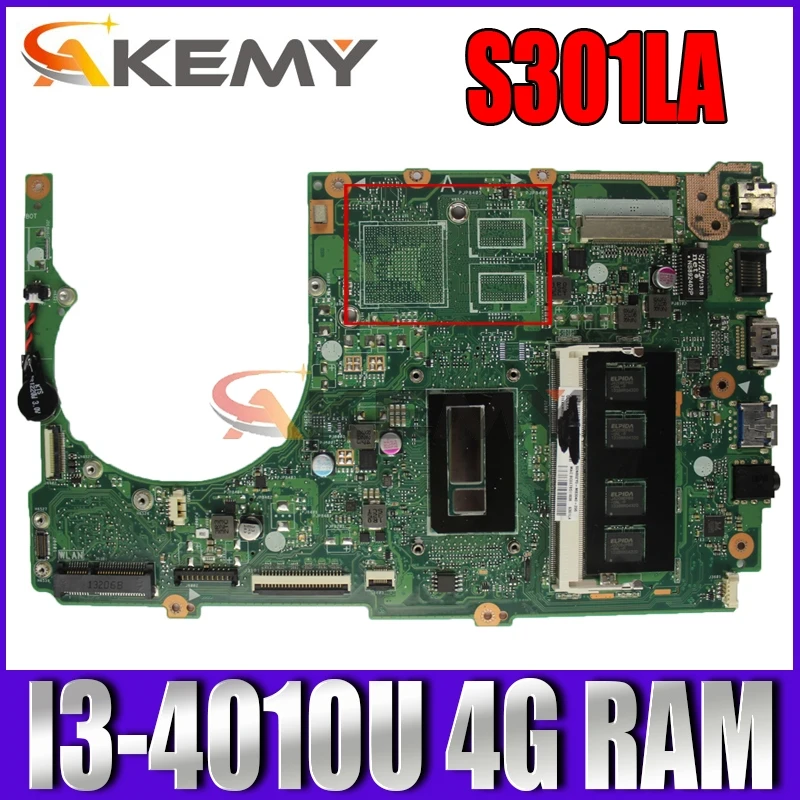

Akemy S301LA Laptop motherboard for ASUS S301LA S301L S301 Q301LA Q301L Test original mainboard 4G RAM I3-4010U