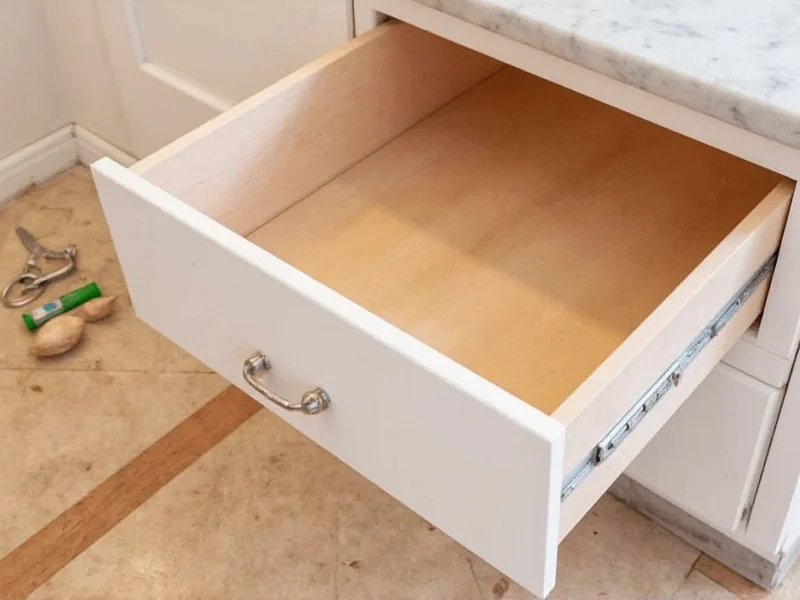 DIY vanity drawer construction with proper slide installation
