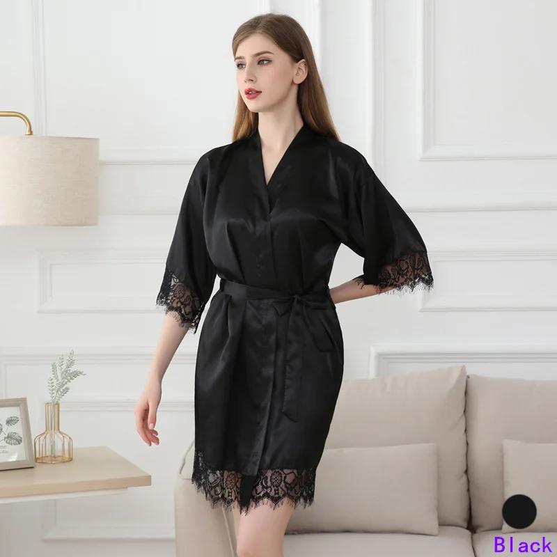 

sexy woman homewear lingerie bride robe de soire prendas de vestir para mujer dames ladies silk lace robe sleepwear with belt