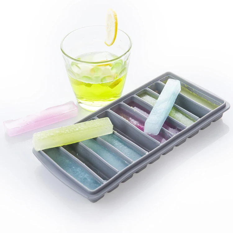 

10 Cavities Icy Bottle Stick Trays Flexible Ice Stick Cube Trays Silicone Ice Cube Molds With Lid