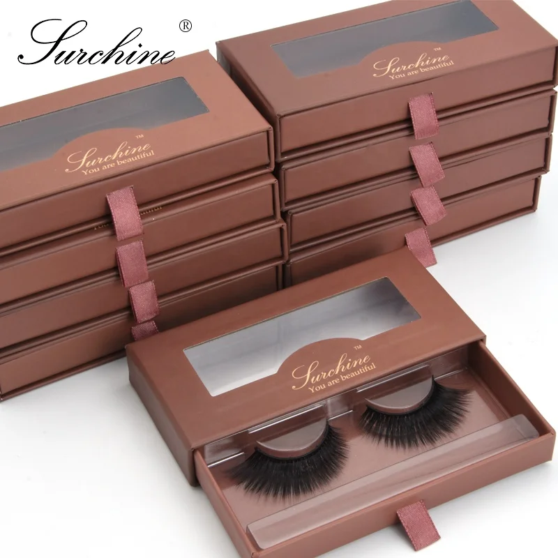

Eyelash vendor wing bridal 3d synthetic natural false eyelashes with private label custom logo drawer brown lash packaging box