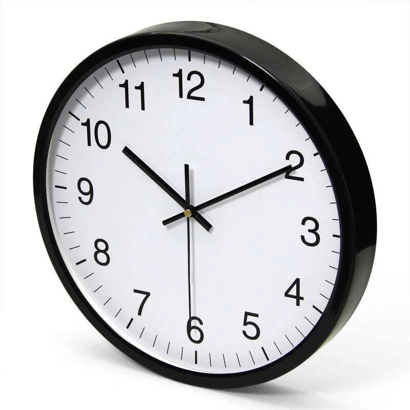
Promotional gift 12 inch simple plastic frame glass cover custom design logo wall clocks 