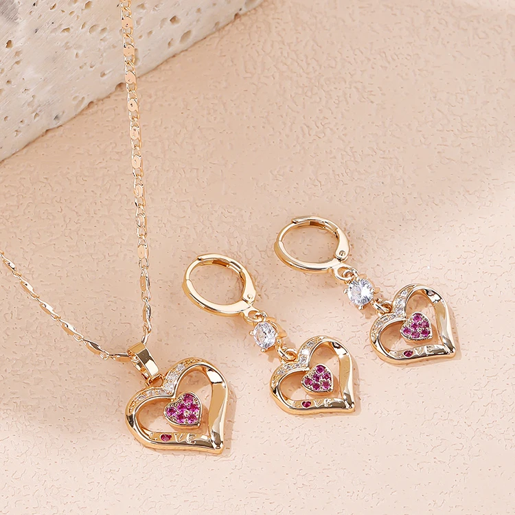 Wholesale Fashion Dubai 18K Solid Gold Paw Stainless Steel Xoxo Earrings Necklace Sets Jewelry Set For Women