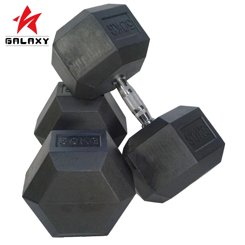 

Hot Selling Good Quality Hexagonal Hammertone Rubber Block Dumbbells Dumbbell Set Hex, Black