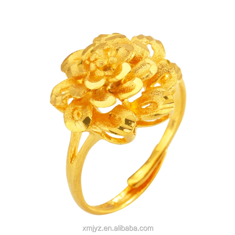 

Cross-Border New Classic Fashionbrass Gilded Large Flowerssimple Temperamentversatile Fashion Ring Women
