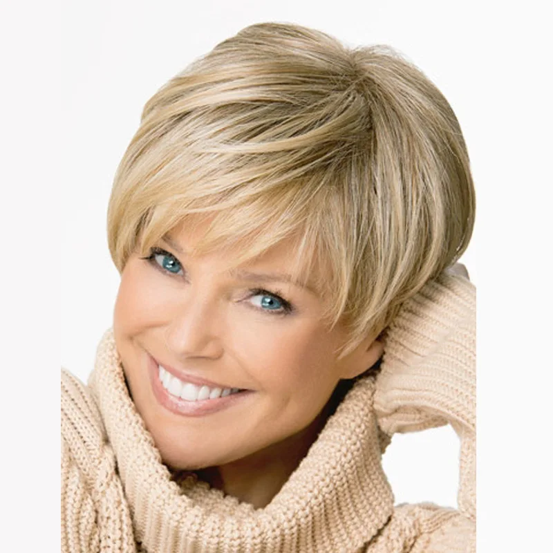 

12-13inch Blonde Short Hair Wig Bobo Head Synthetic Wig