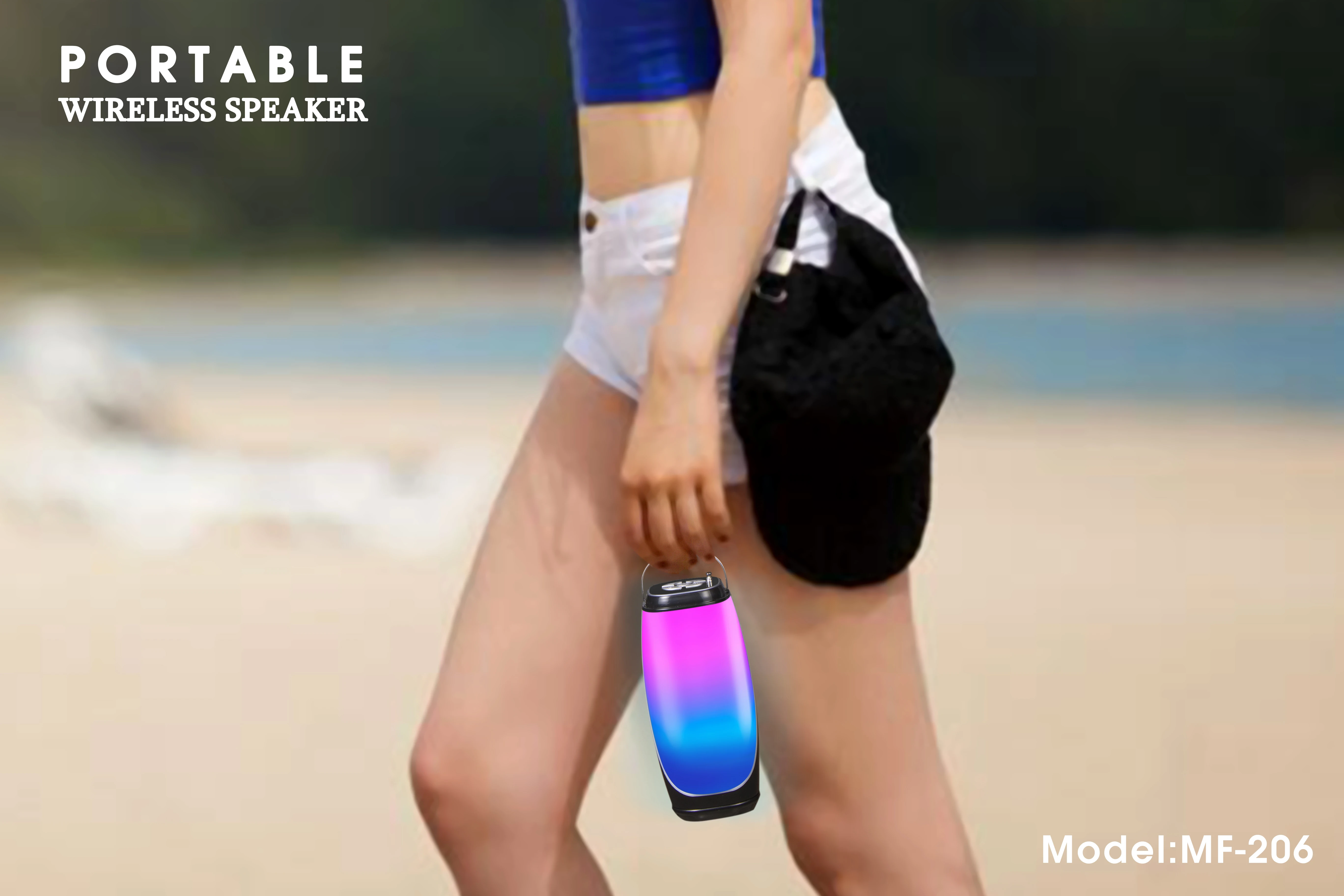 Portable colorful wireless bluetooth speaker with subwoofer, easy to carry, suitable for outdoor party activities - ANKUX.COM