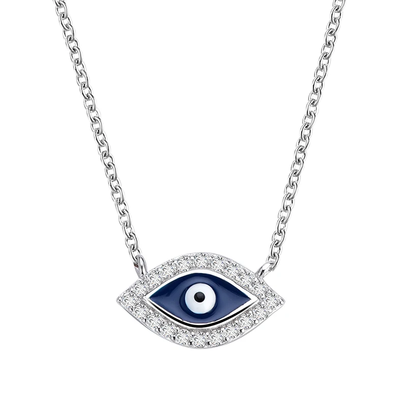 

Fashion Jewelry 925 Sterling Silver Evil Eyes Pendant Necklace Micro Pave Cubic Dripping Oil Eyes Necklace For Women Girls, Picture