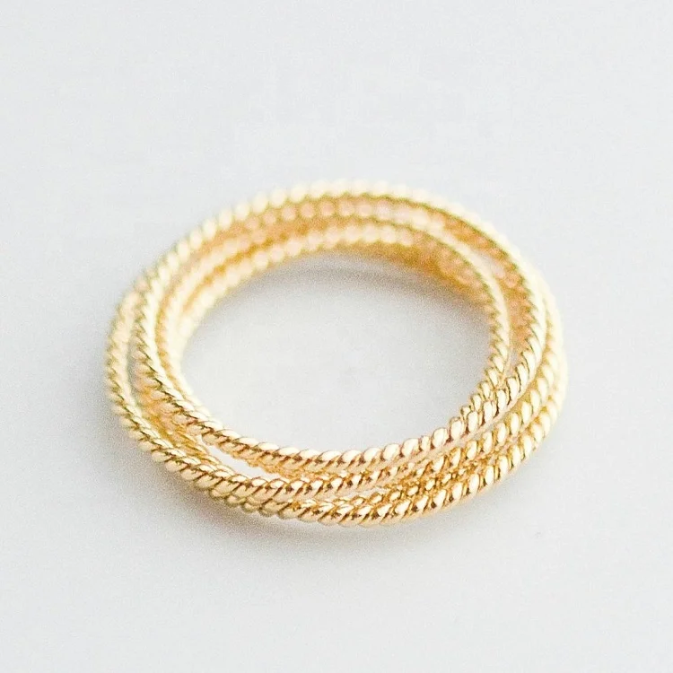 

Minimalism silver gold plated stack ring twist LYR0608