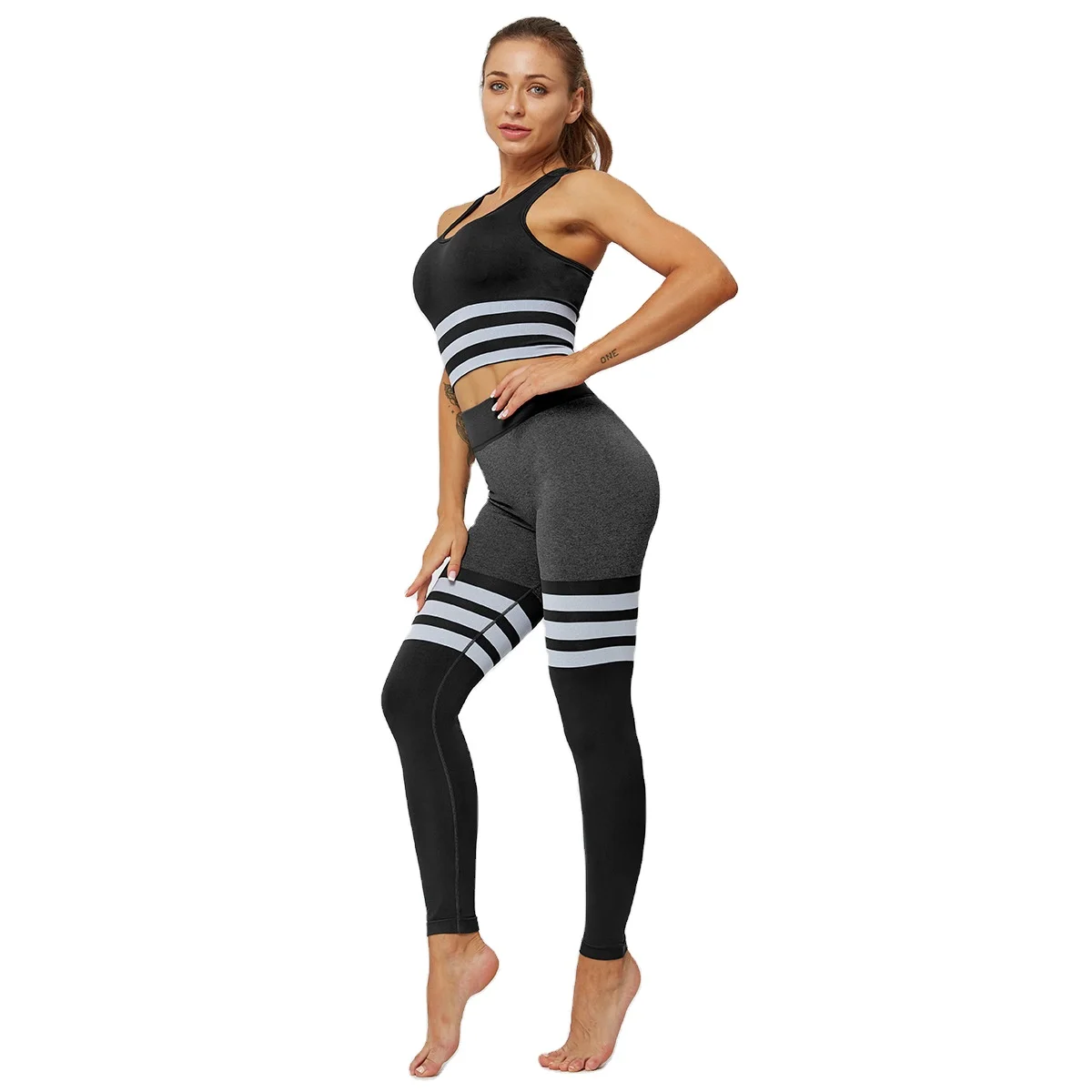 

High waisted 2 pieces seamless best selling yoga set wear yoga suit women, Shown