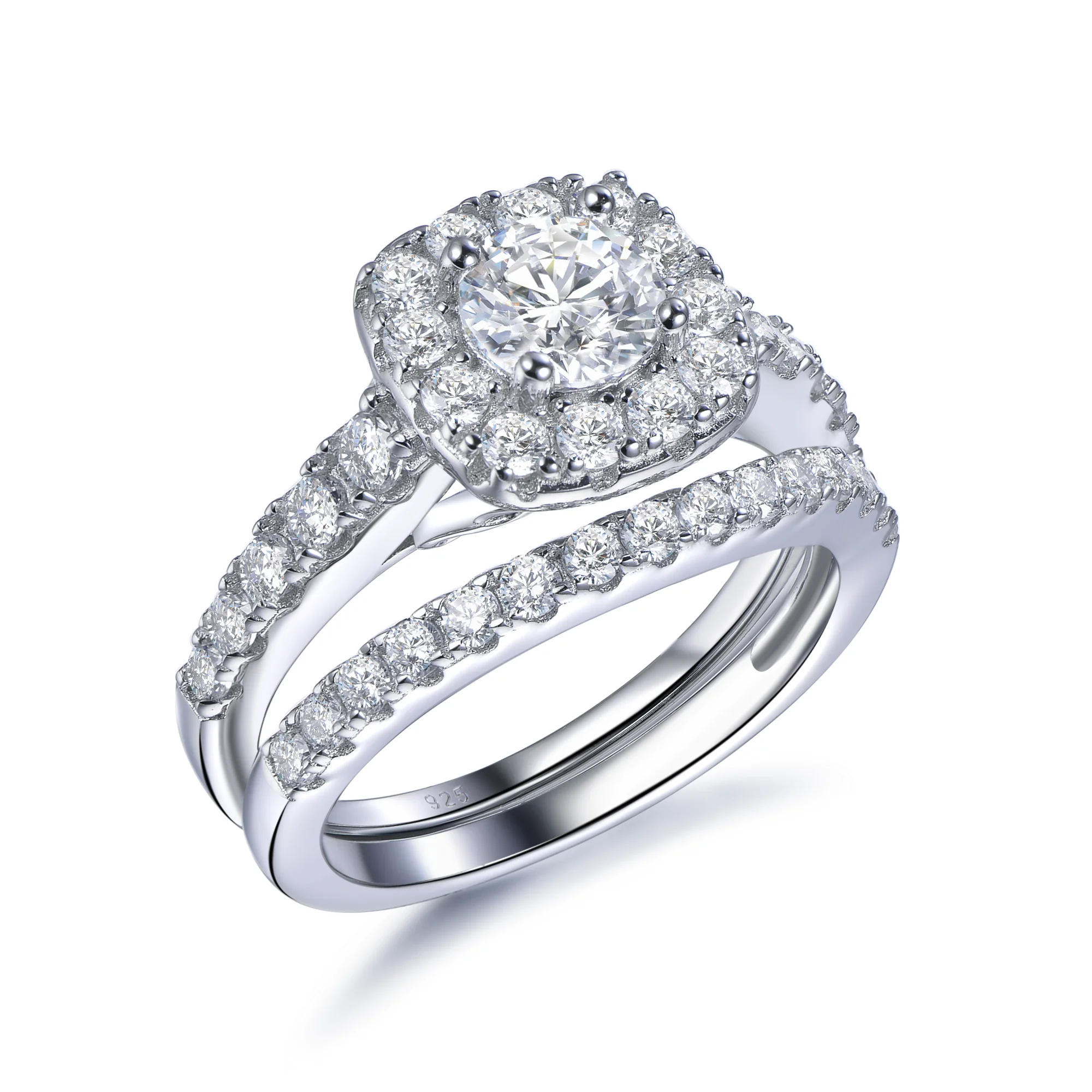 

Hot Sale New Trendy Custom Made Sterling Silver White Gold Plated Ring Invisible Setting Diamond Ring