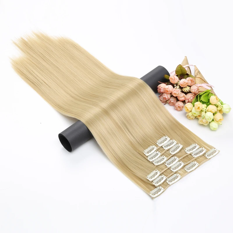 

Synthetic Straight Hair 16Clips 6pcs/set Full Head Clip in Hair Extensions 15Colors Available Heat Resistant