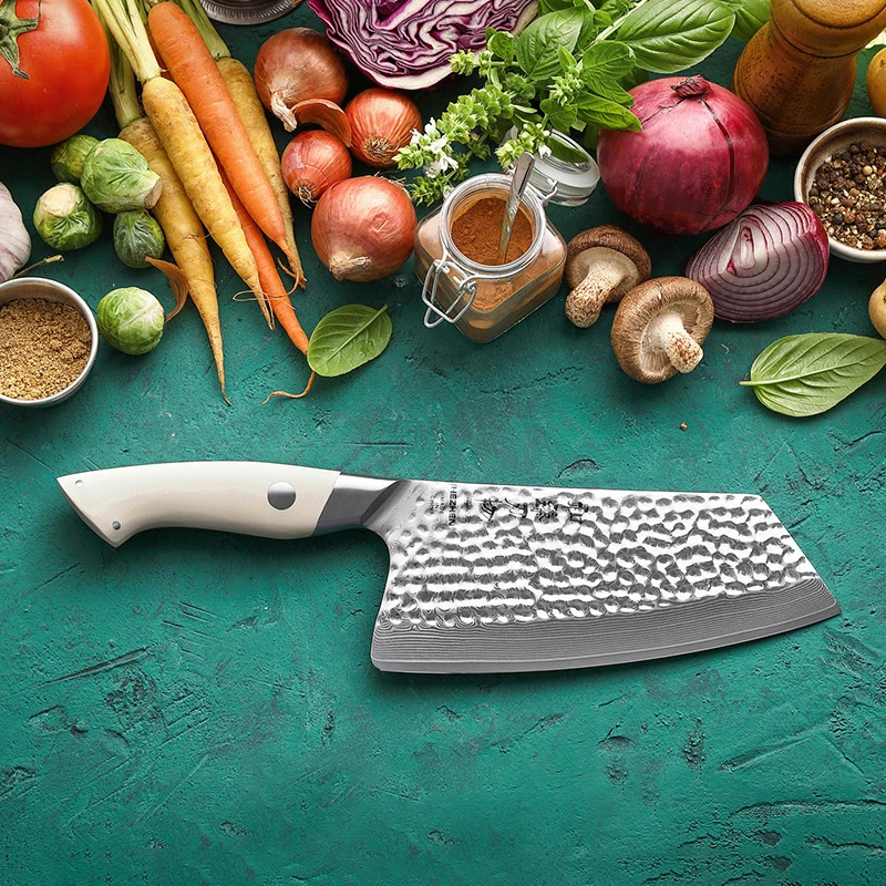 

HEZHEN New 10 inch Sharp Hammer 67 layers Damascus Steel G10 Handle Professional Kitchen Vegetable Cleaver knife with gift box