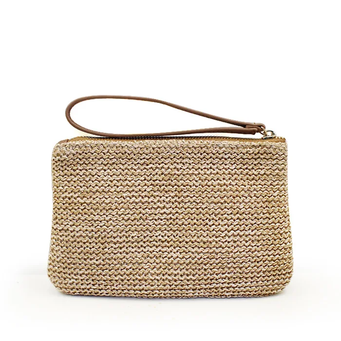 

Summer Simple Beach Handbags Hand-In-Hand Mobile Phone Straw Woven Coin Purse Wholesale Woven Bag Trumpet