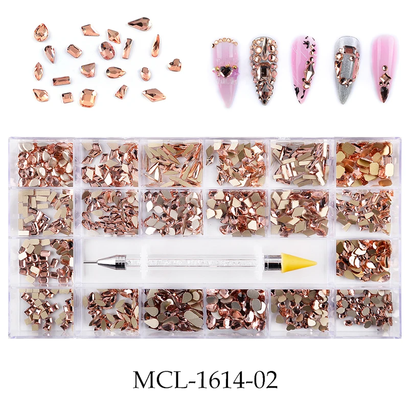 

professional products mixed shape rhinestones Ab Flatback Glass Nail Crystals stone with box for nail designs
