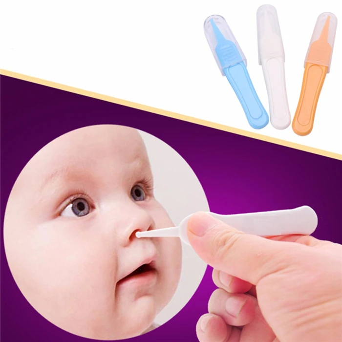 

Baby Care Ear Nose Navel Cleaning Tweezers Safety Forceps Plastic Cleaner Clip, As the picture