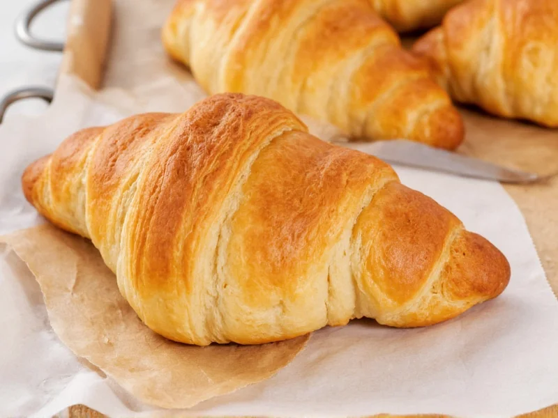 Homemade croissant with visible flaky layers