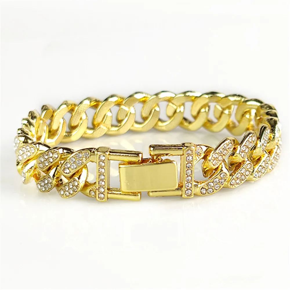 

bracelet 18k gold plated fashion bracelet jewelry 12MM men's Cuban chain bracelet, As pic
