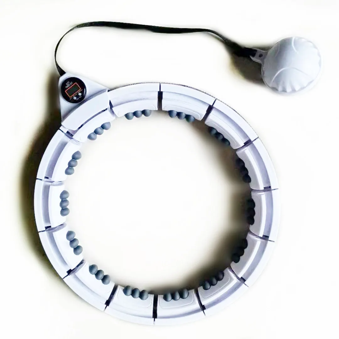 

magic hula hoops ring slim waist never fall off with weighted ball 360 degree timing control hula smart hoops, Black-white