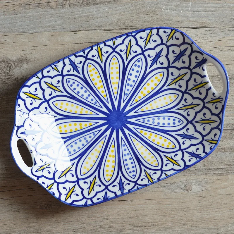 

11 Inch Bohemian Cheap Popular Ceramic Plate Dinnerware Plates Dishes